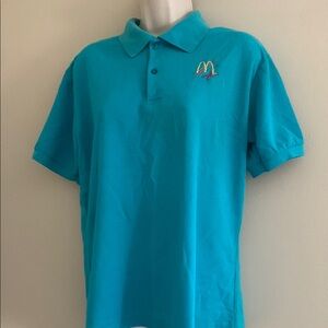 McDonald’s vintage 90’s retro teal Blue Polo Shirt small 1227